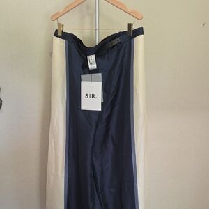 SIR. Women's Wide Leg Pants And Tap  - Navy and White